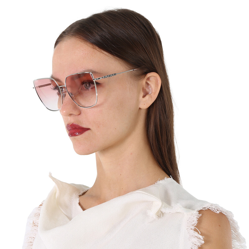 Burberry Alexis Clear Gradient Pink Cat Eye Ladies Sunglasses