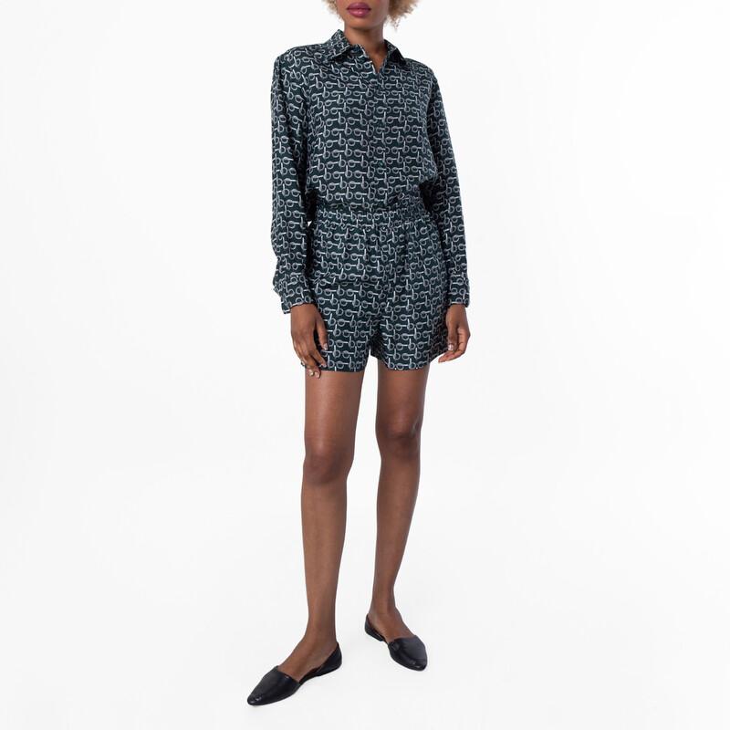 Burberry All-Over B-Print Silk Shorts, Brand Size 2 ( US Size 0