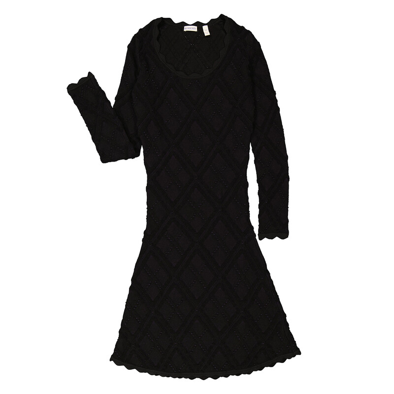 BURBERRY アヴリル テディインターシャ セータードレス　128 Burberry Aran Long-Sleeved Flared Knitted Dress, Size Small
