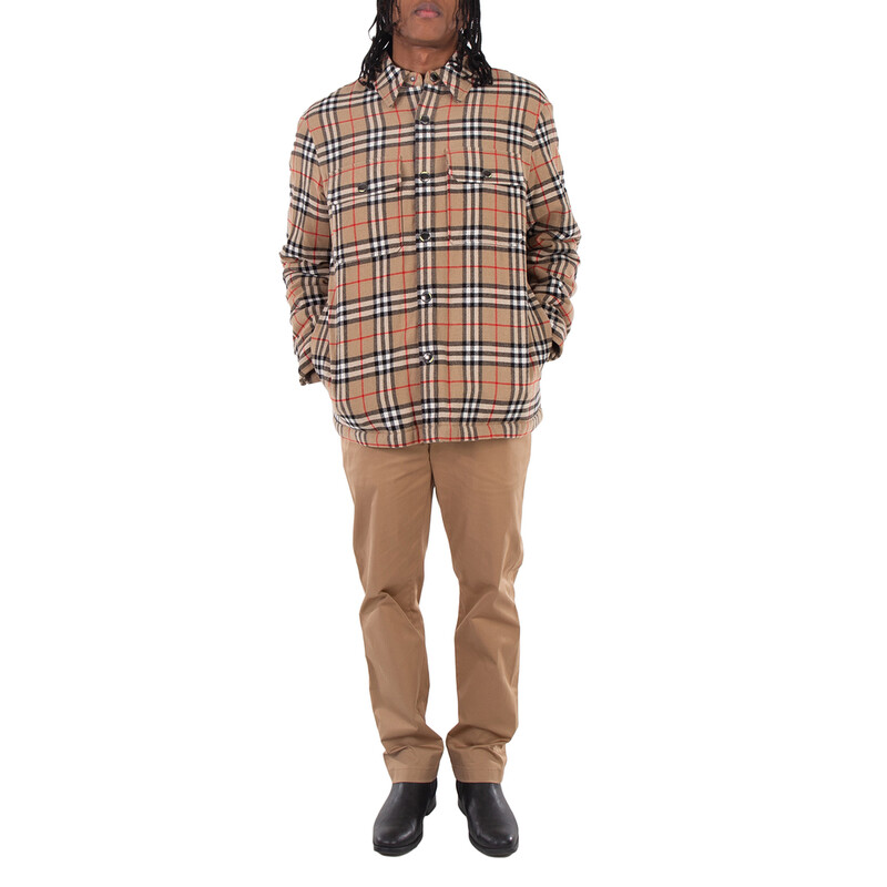 Burberry Archive Beige Vintage Check Wool Cotton Overshirt, Size