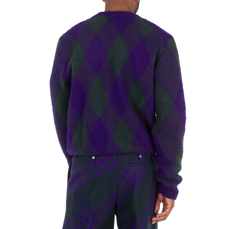 Burberry Argyle-Pattern Wool Cardigan, Size Small 8077830