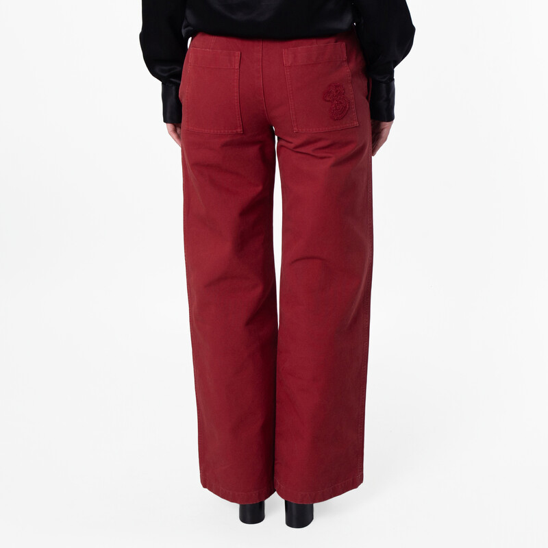 Burberry B Logo Embroidered Wide-Leg Cotton Trousers, Brand Size 2
