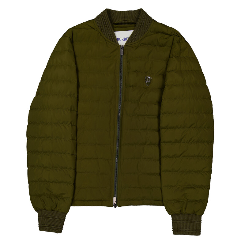 Burberry B Shield Logo Down Bomber Jacket, Size Medium 8100916