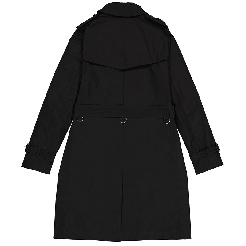 Burberry Black Detachable Hood Taffeta Trench Coat, Brand Size 4