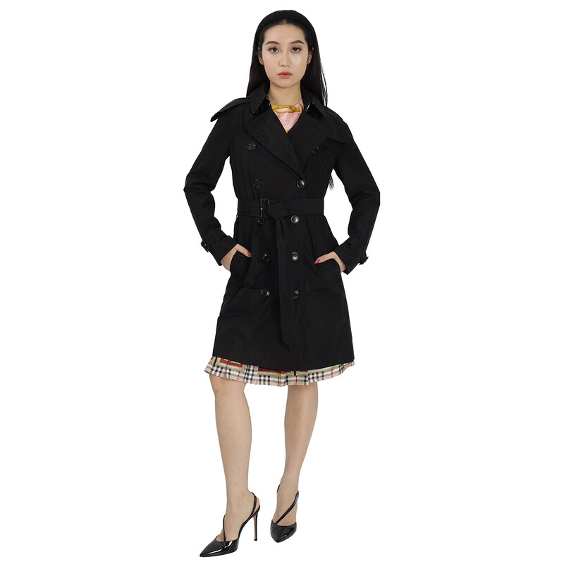 Burberrys ビデイル型 コート Burberry Black Detachable Hood Taffeta Trench Coat, Brand Size 4