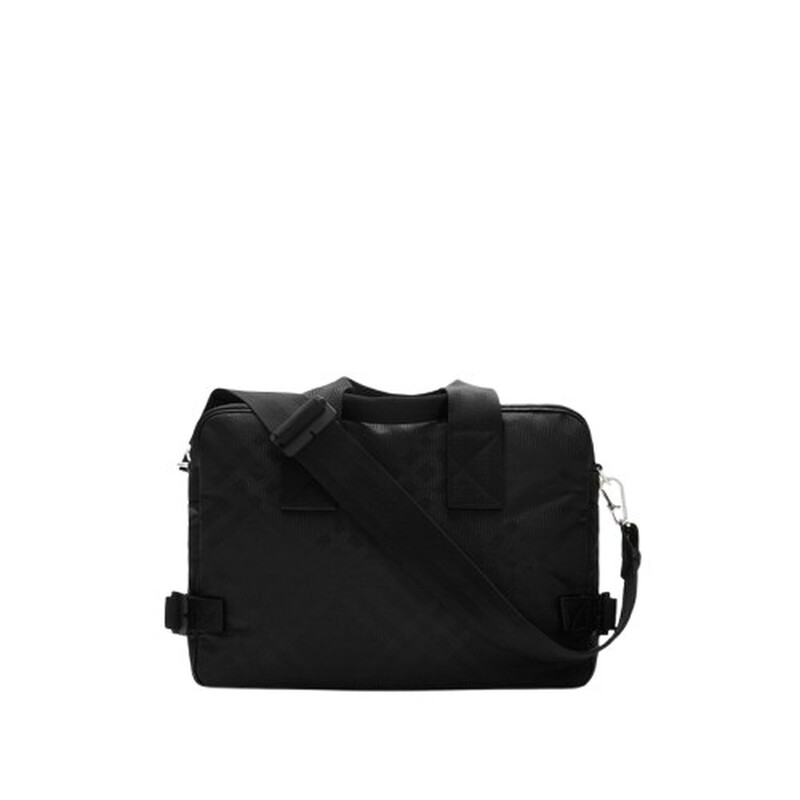 Burberry Black Men's Check Jacquard Briefcase 8085377