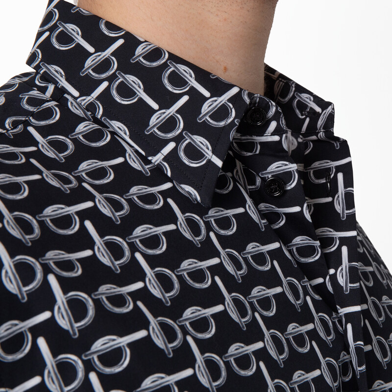 Burberry B-Line Printed Oversize Cotton Shirt, Size Large 8089064