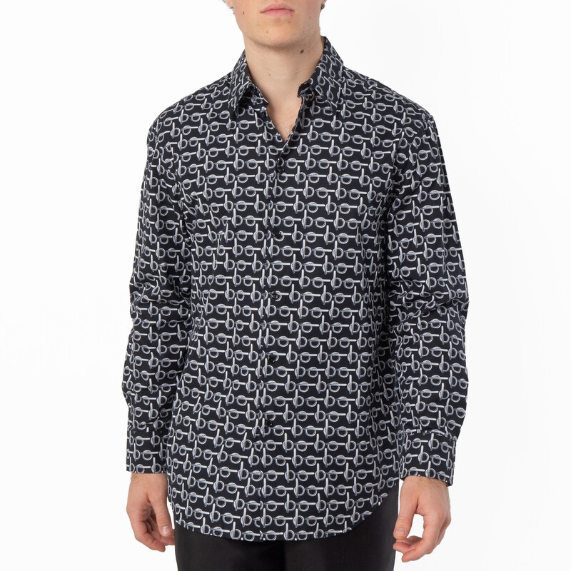 Burberry B-Line Printed Oversize Cotton Shirt, Size Large 8089064