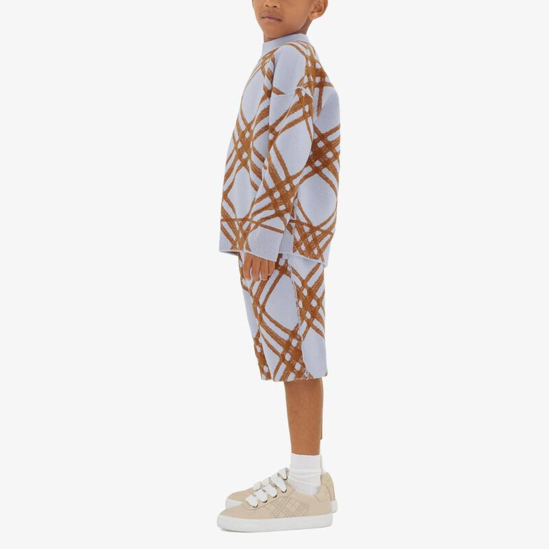 Burberry Boys Slate Wool-Cashmere Check Shorts, Size 14Y 8089153