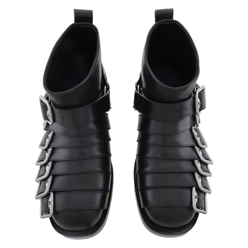 Burberry Buckled Leather Biker Boots, Brand Size 36.5 ( US Size