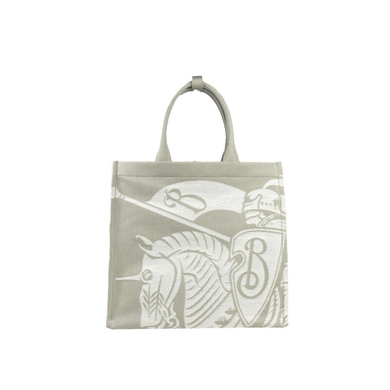 Burberry Canvas with Knight Logo Tote Bag — Silver 8093183