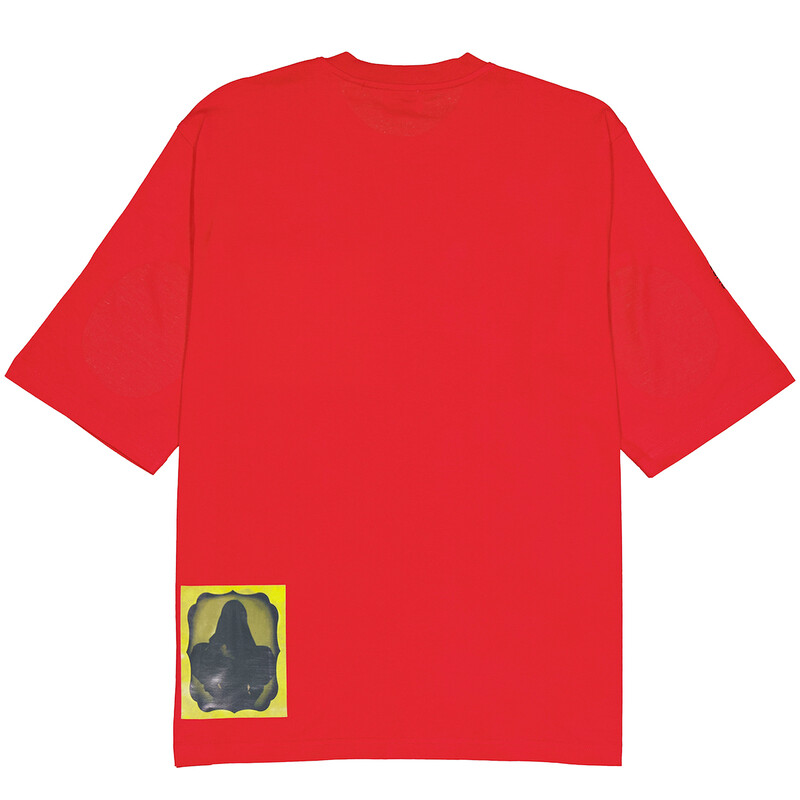Burberry Carrick Ladies Bright Red Cut-out Detail Montage Print