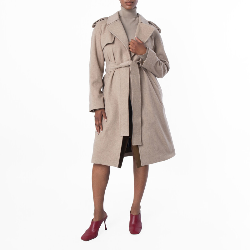 Burberry Cashmere Wrap Belted Trench Coat, Brand Size 4 ( US Size