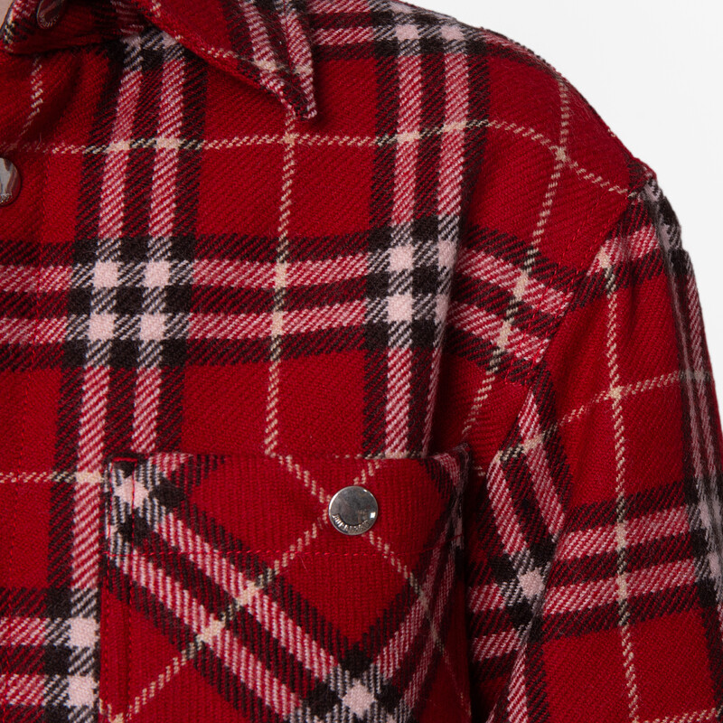 Burberry Casual Check Pattern Wool Shirt, Size Large 8102890