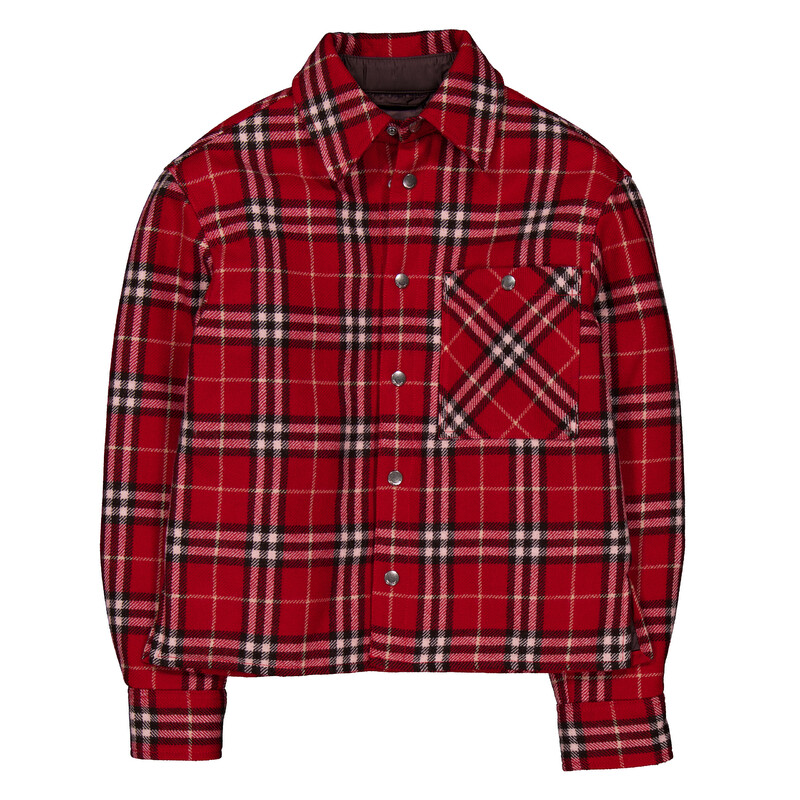 Burberry Casual Check Pattern Wool Shirt, Size Large 8102890