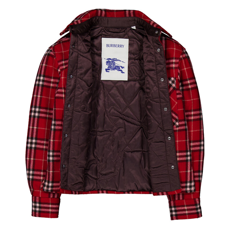 Burberry Casual Check Pattern Wool Shirt, Size Large 8102890