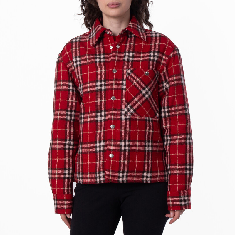 Burberry Casual Check Pattern Wool Shirt, Size Large 8102890