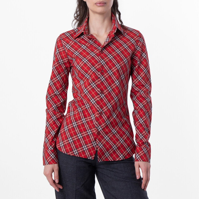Burberry Check Cotton Cropped Shirt, Brand Size 6 ( US Size 4 ) 8104330 -  Clothing - Jomashop