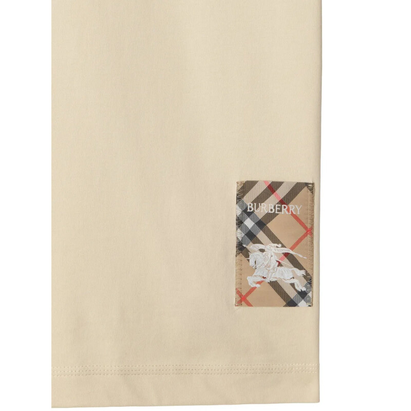 Burberry Check EKD Label Cotton T-Shirt, Size Large 8103506