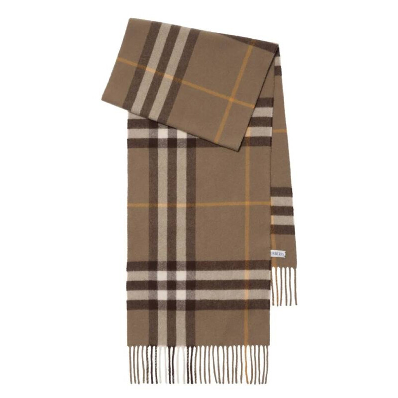 Burberry Check Fringed Cashmere Scarf 8112647 5045760063754 - Jomashop