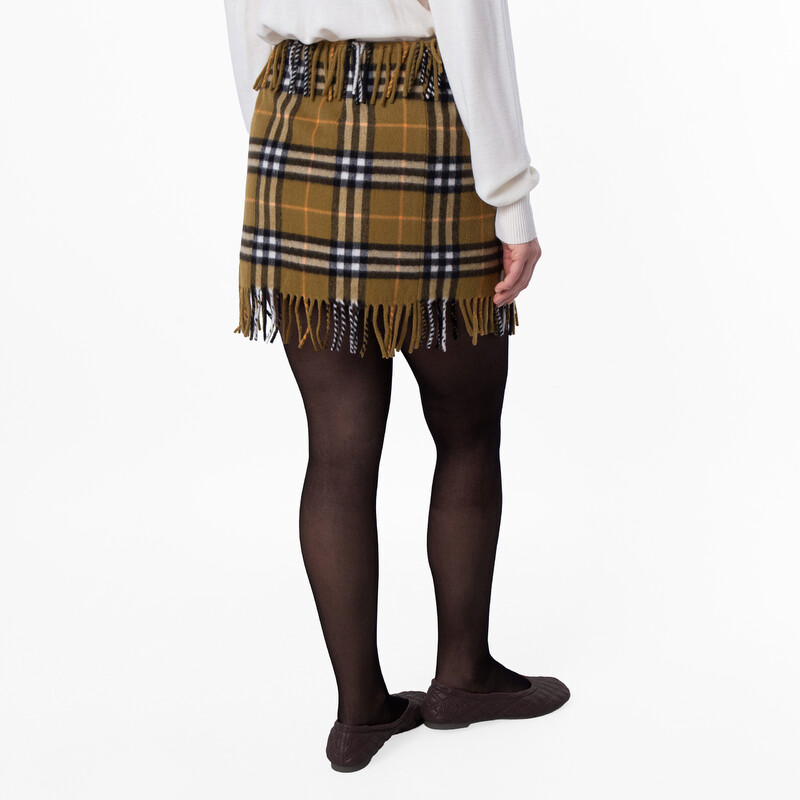 Burberry Check Fringed Mini Scarf Skirt, Size X-Small 8099716