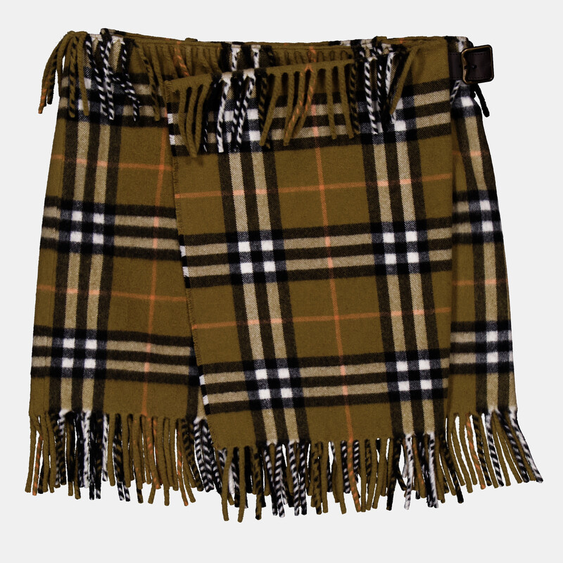 Burberry Check Fringed Mini Scarf Skirt, Size X-Small 8099716