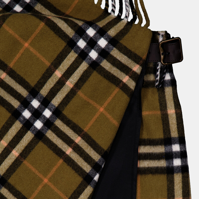 Burberry Check Fringed Mini Scarf Skirt, Size X-Small 8099716