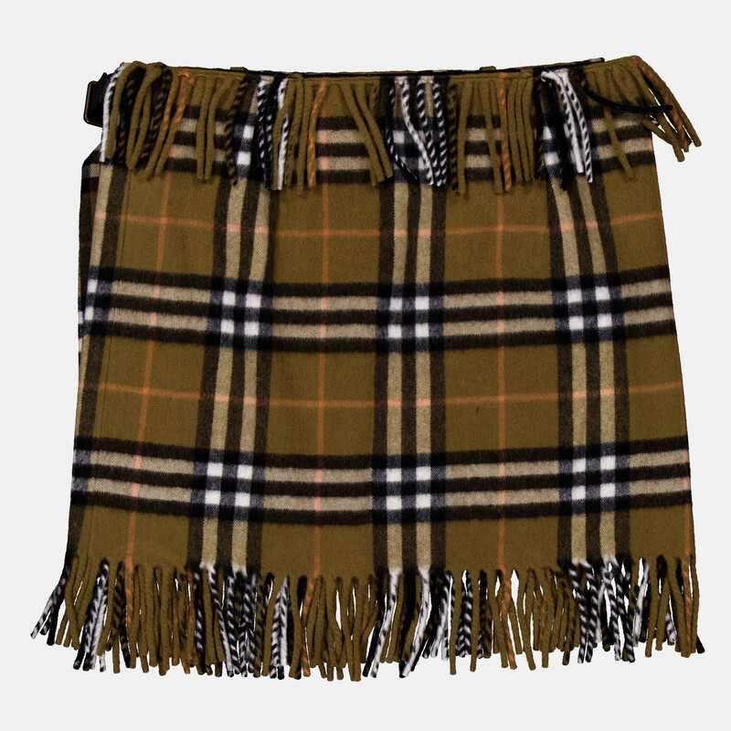 Burberry Check Fringed Mini Scarf Skirt, Size X-Small 8099716