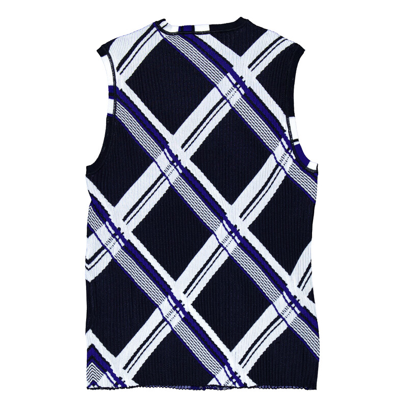 Burberry Check Jacquard-Knitted Silk Vest, Size Small 8087291