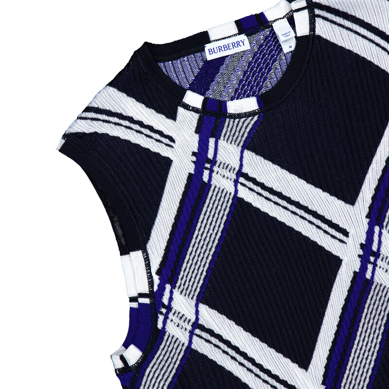 Burberry Check Jacquard-Knitted Silk Vest, Size Small 8087291