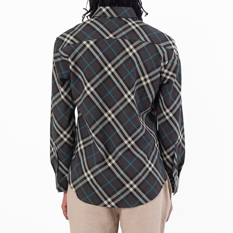 トップス Burberry London medium Burberry London Black Stretch Cotton Shirt Size L ( Chest 44 in