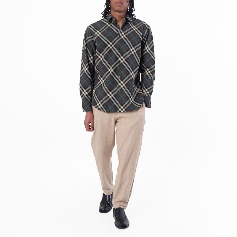 トップス Burberry London medium Burberry Check Pattern Button-Up Shirt, Size Medium 8093327