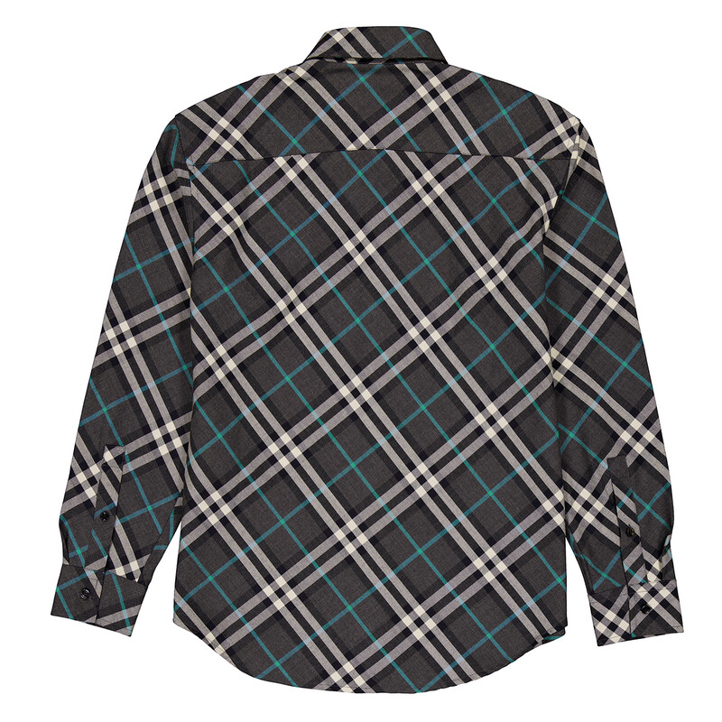 Burberry Check Pattern Button-Up Shirt, Size Medium 8093327