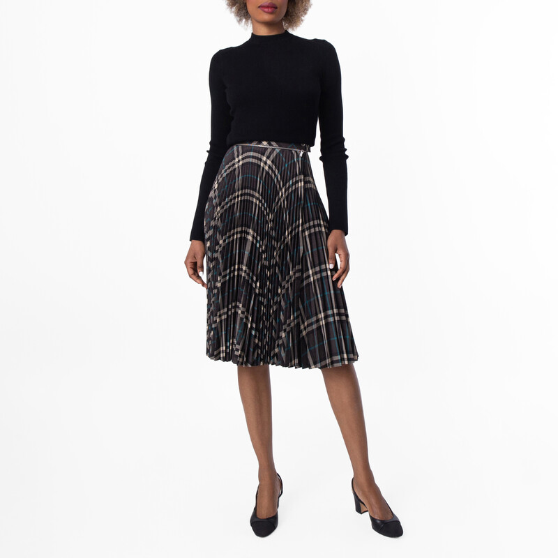 HUGYOURSKIN 新作Check Pleated Midi Skirt Burberry Check Pleated Midi Skirt, Brand Size 4 ( US Size 2