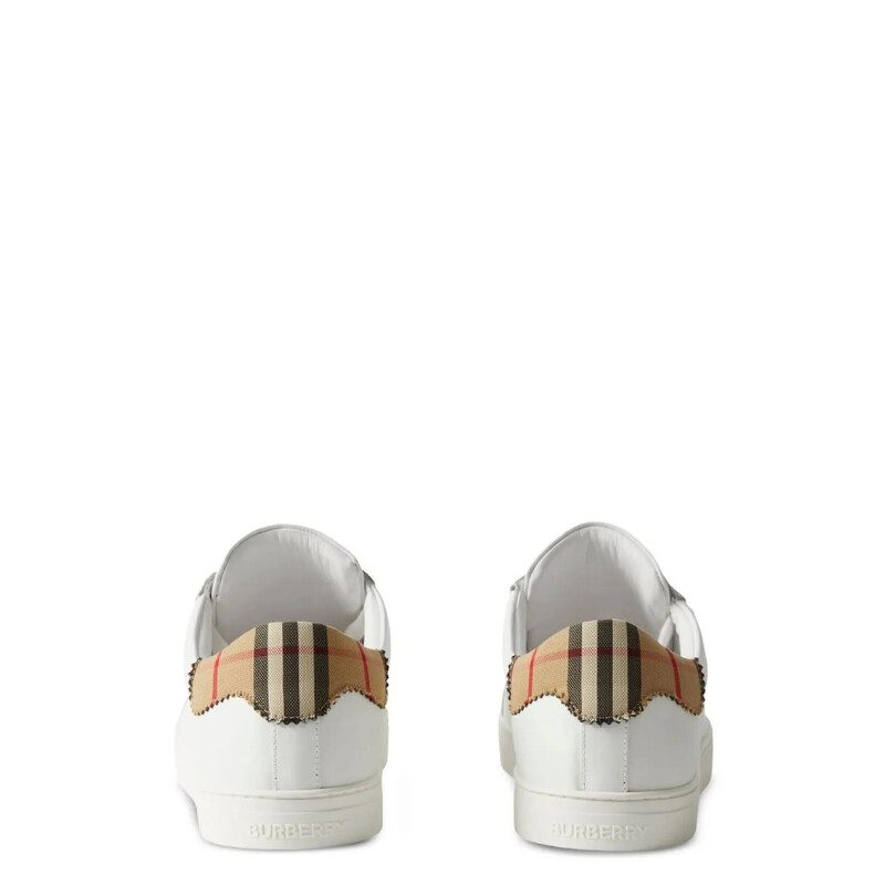 Burberry Check Print Lace-Up Leather Sneakers, Brand Size 41 ( US
