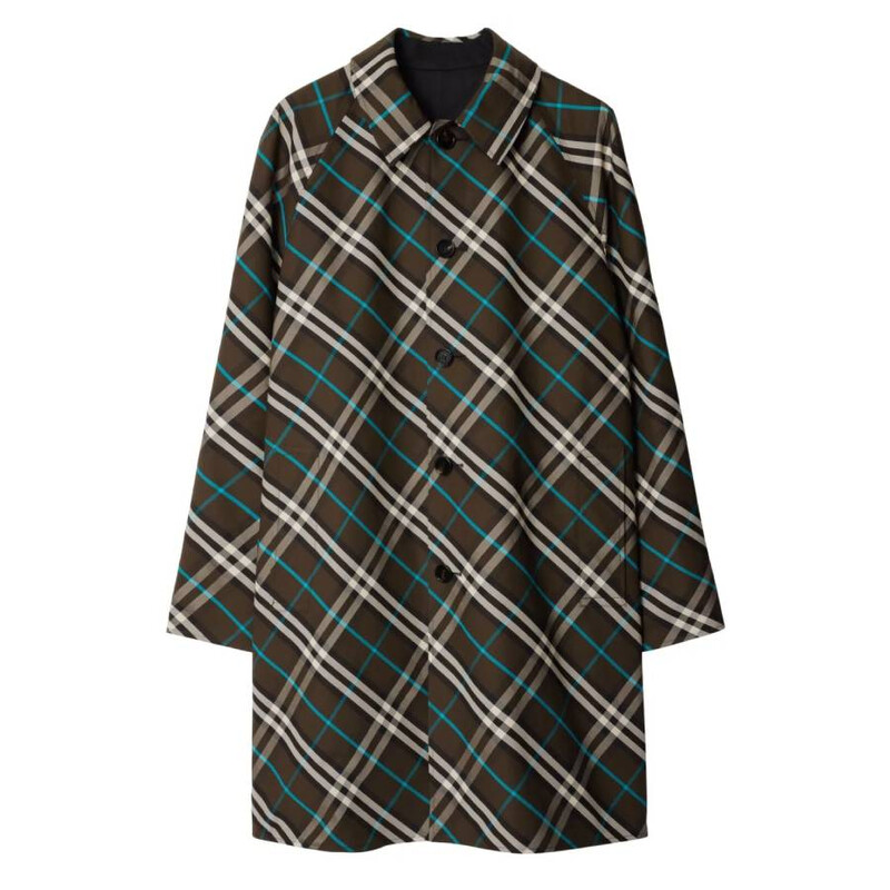 Burberry Check Reversible Gabardine Car Coat, Brand Size 54 ( US