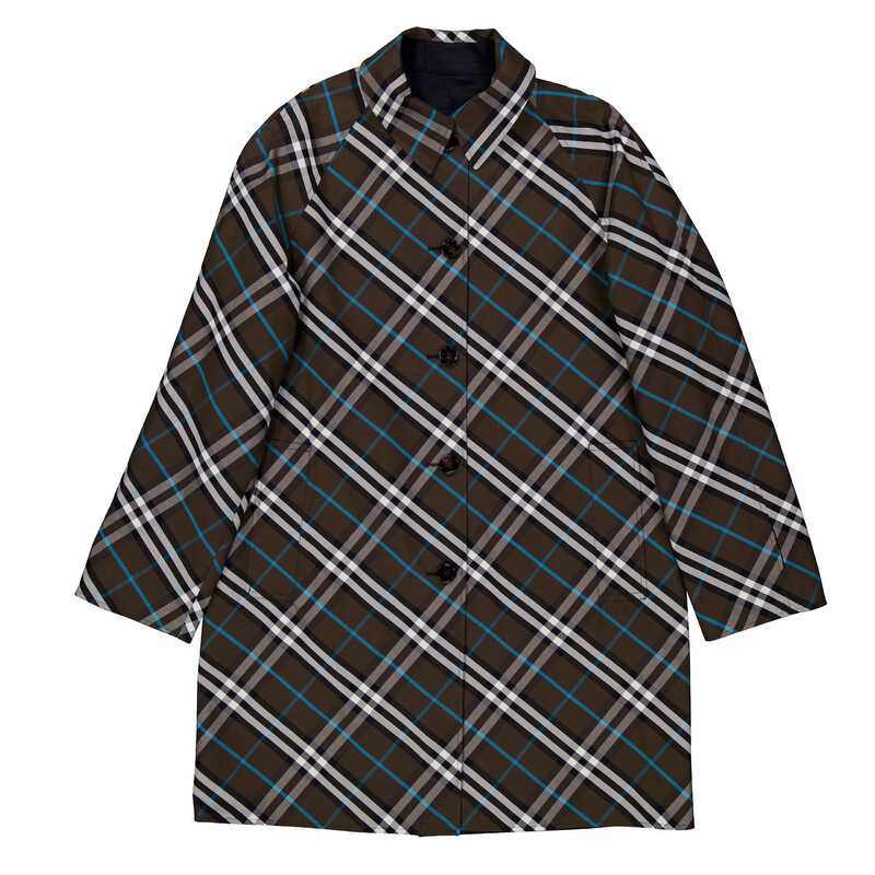 Burberry Check Reversible Gabardine Car Coat, Brand Size 54 ( US