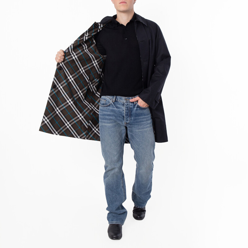 Burberry Check Reversible Gabardine Car Coat, Brand Size 54 ( US