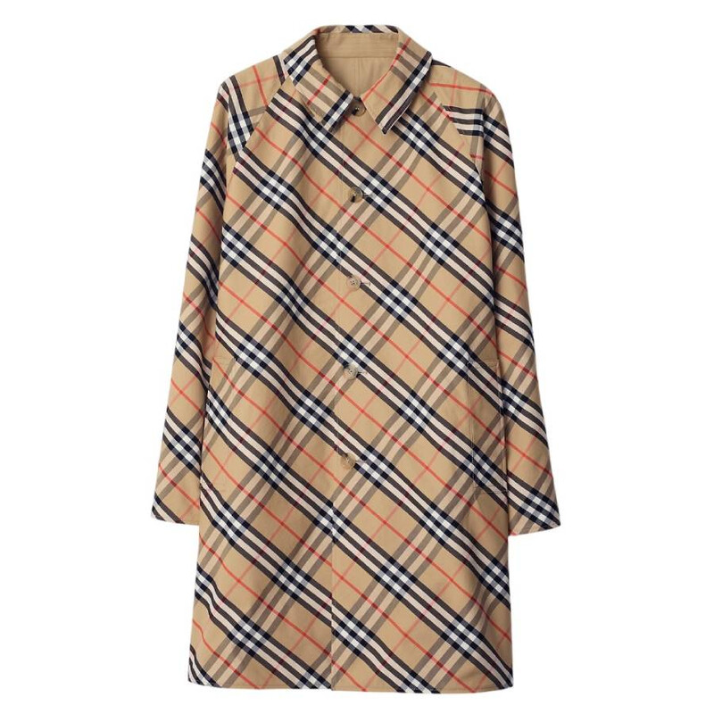 Burberry Check Reversible Gabardine Car Coat, Brand Size 48 ( US