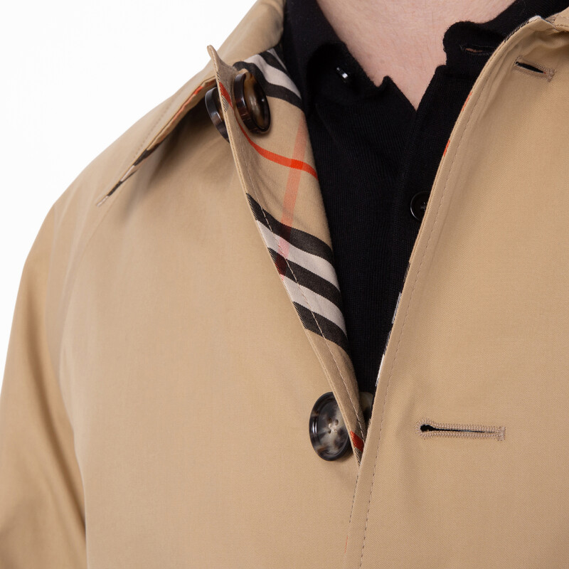 Burberry Check Reversible Gabardine Car Coat, Brand Size 48 ( US