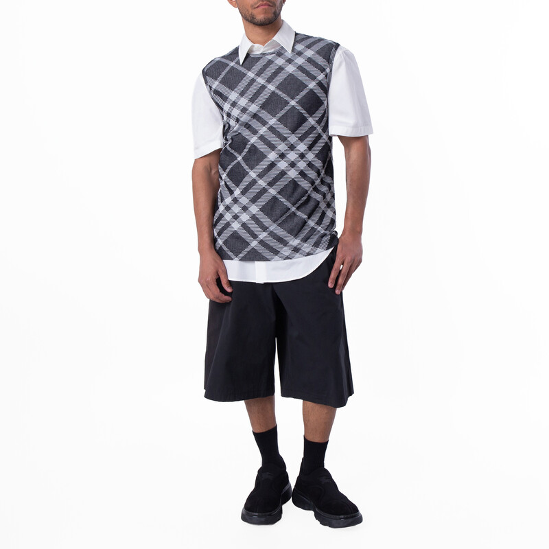Burberry Check Stretch Cotton Blend Tank Top, Size Small 8088092