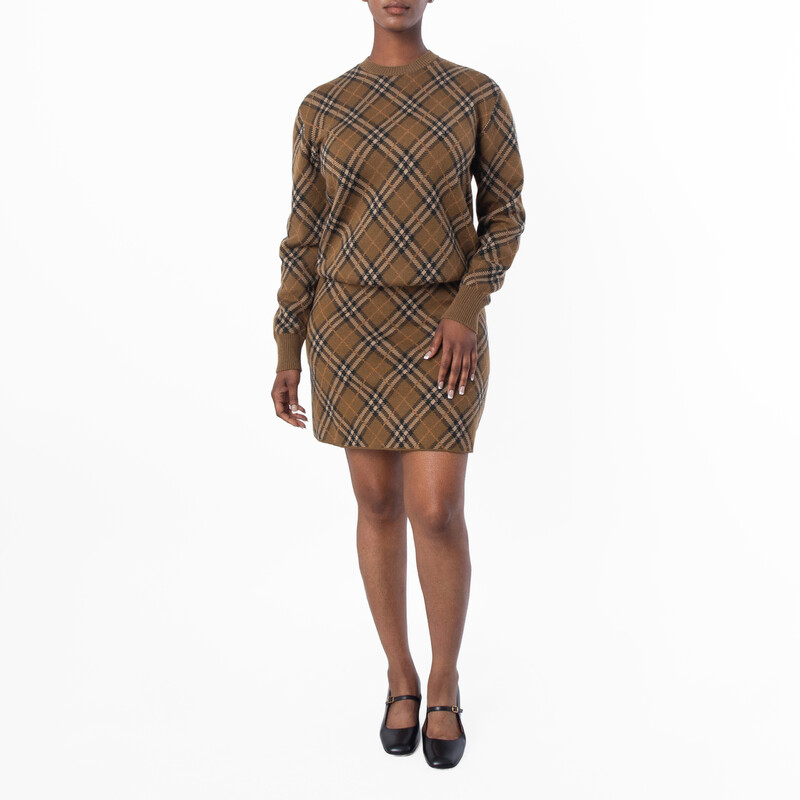 Burberry Check Wool Blend Mini Skirt, Size X-Small 8098671