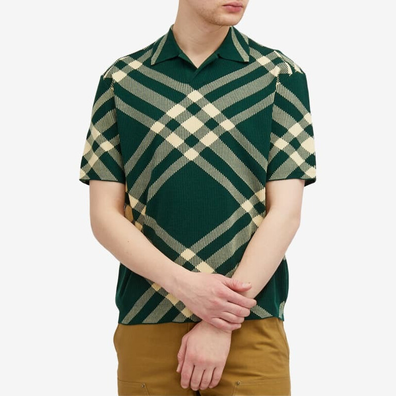Burberry Check Wool Blend Polo Shirt, Size X-Small 8081092