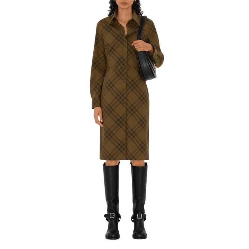 Burberry Check Wool Blend Shirt Dress, Brand Size 10 ( US Size 8