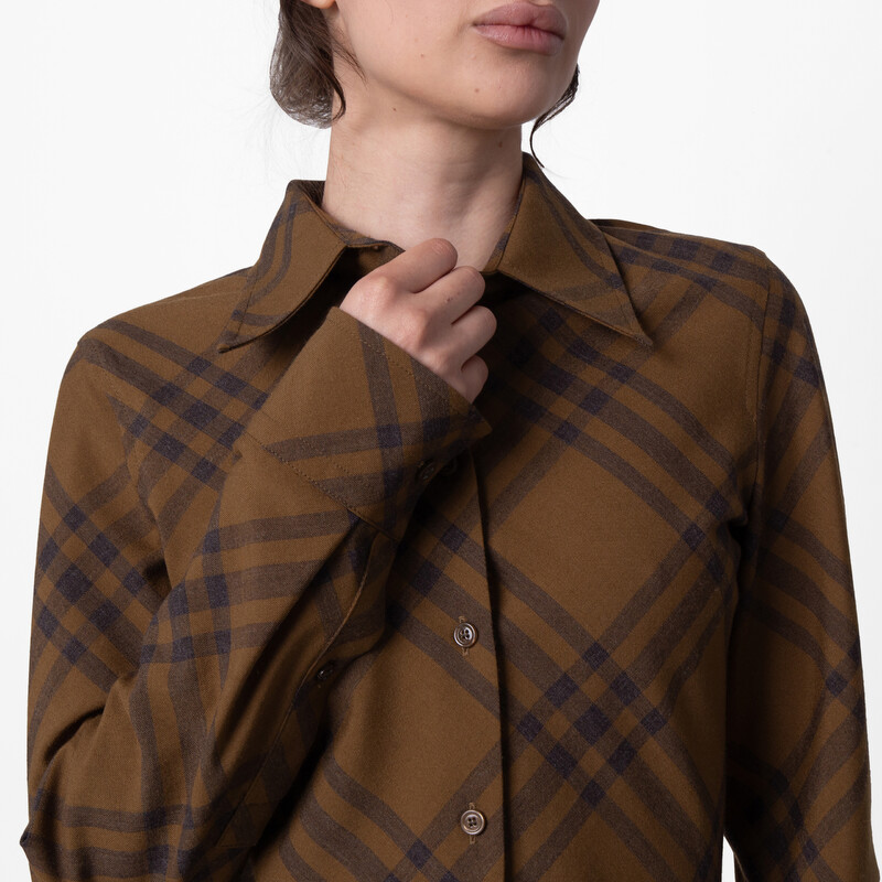 Burberry Check Wool Blend Shirt Dress, Brand Size 8 ( US Size 6