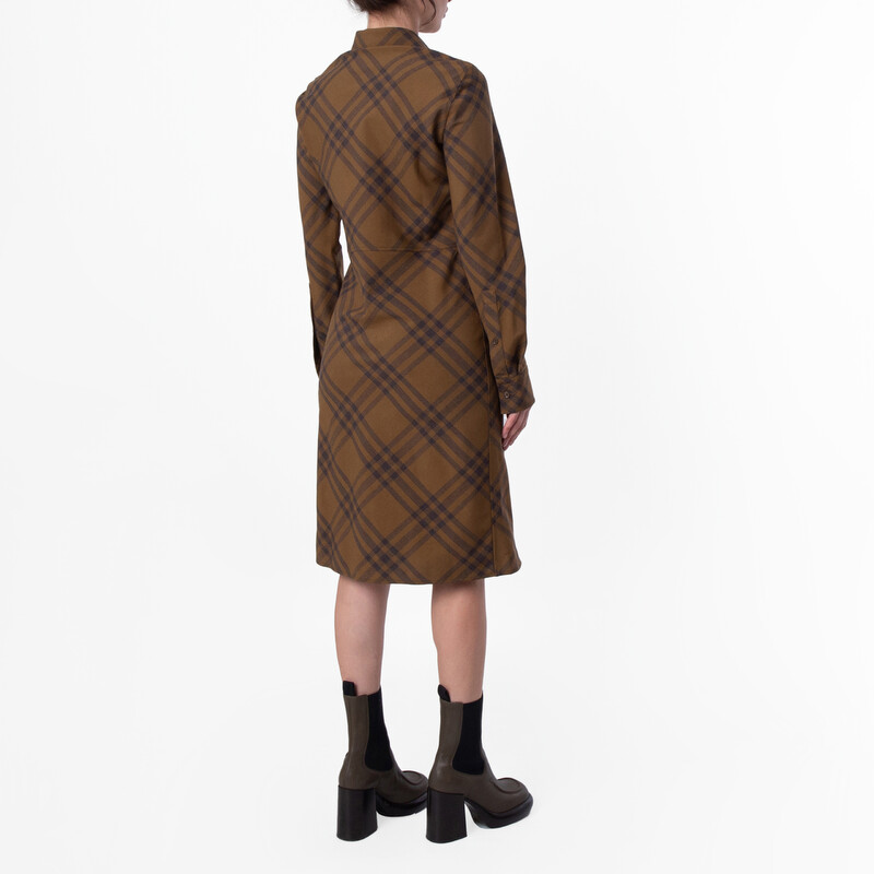 Burberry Check Wool Blend Shirt Dress, Brand Size 8 ( US Size 6