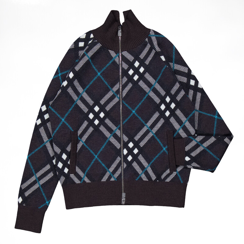 Burberrys ブルゾンジャケット Burberry Check Wool Blend Track Jacket, Size Small 8095083