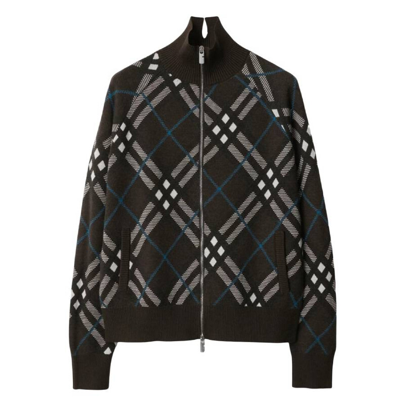 Burberry Check Wool Blend Track Jacket, Size Medium 8095085