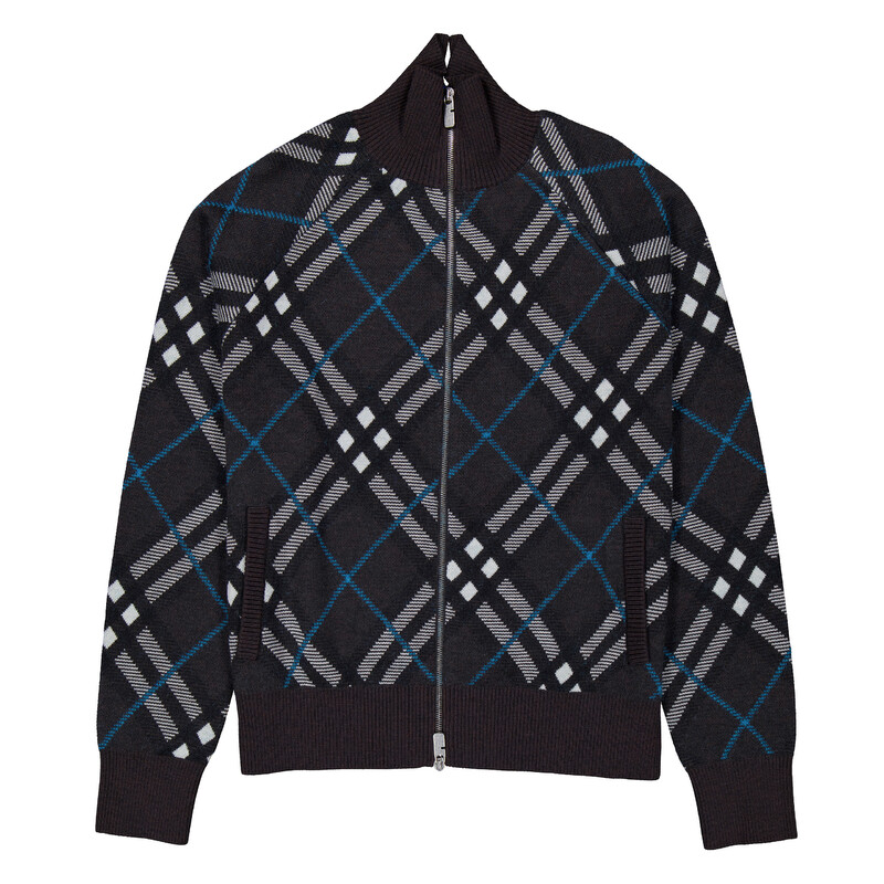 Burberry Check Wool Blend Track Jacket, Size Medium 8095085