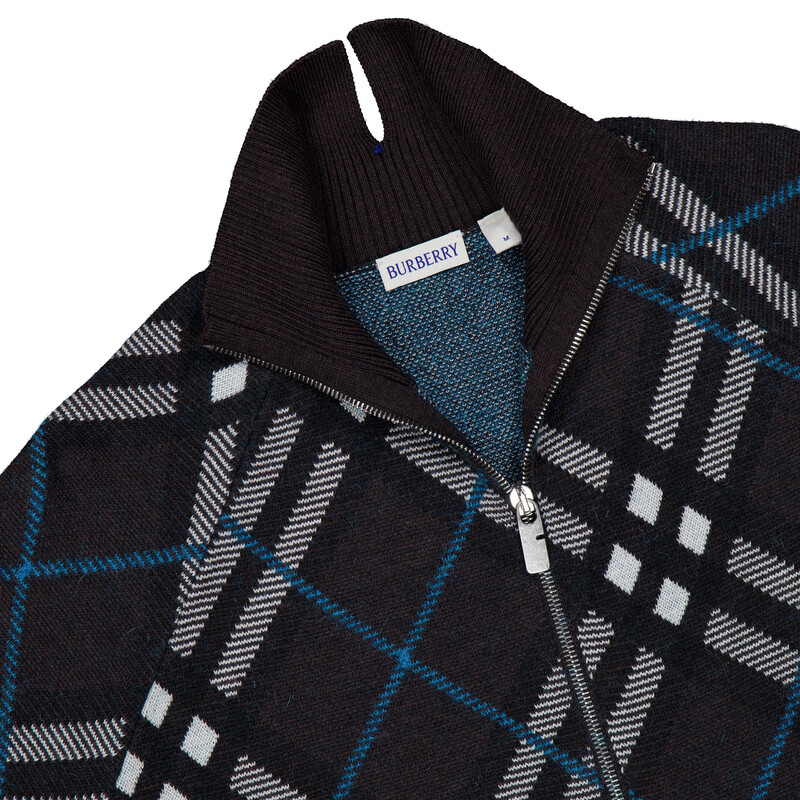 Burberry Check Wool Blend Track Jacket, Size Medium 8095085